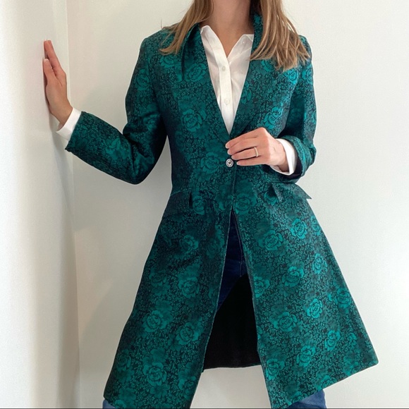 cambrai Jackets & Blazers - Cambrai pleated floral England silk cardigan duster blazer dressage equestrian